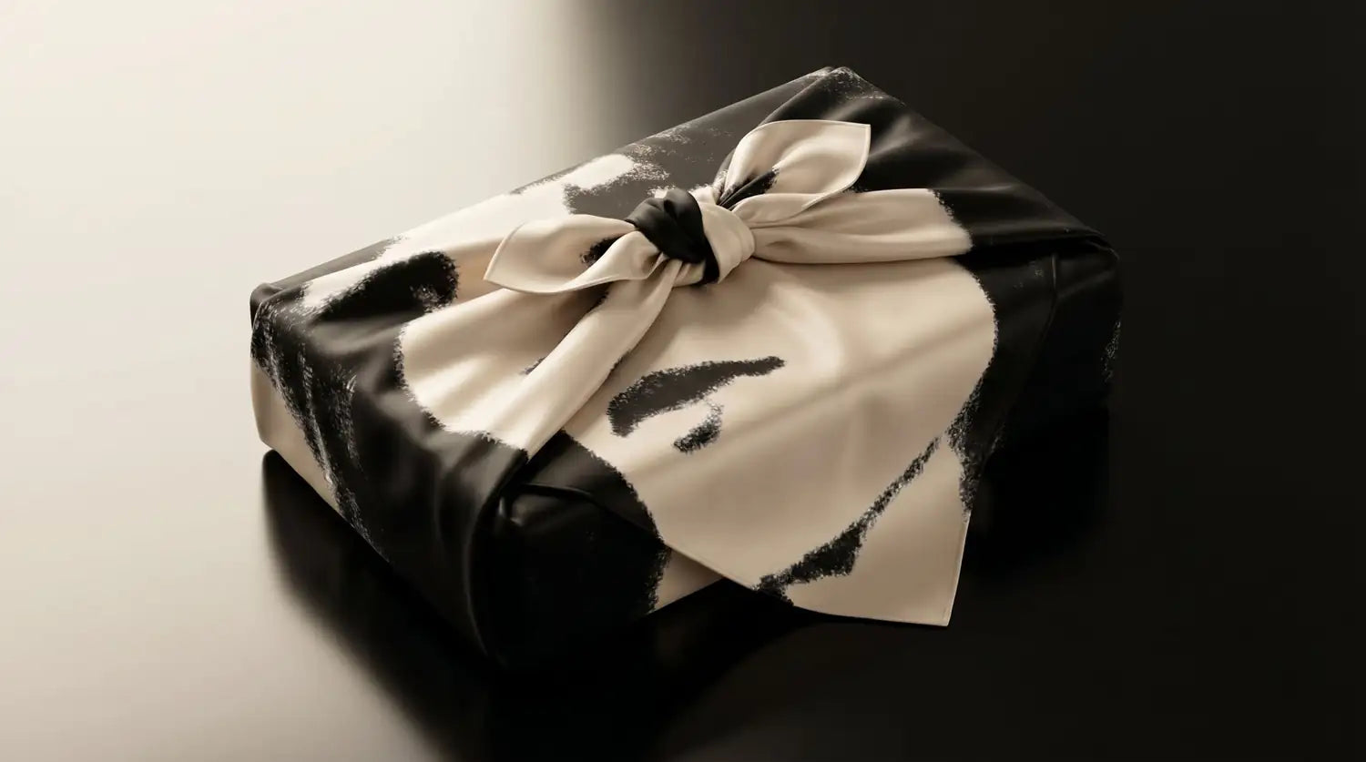 絹の furoshiki で結ばれた Colette Demay のギフトボックス