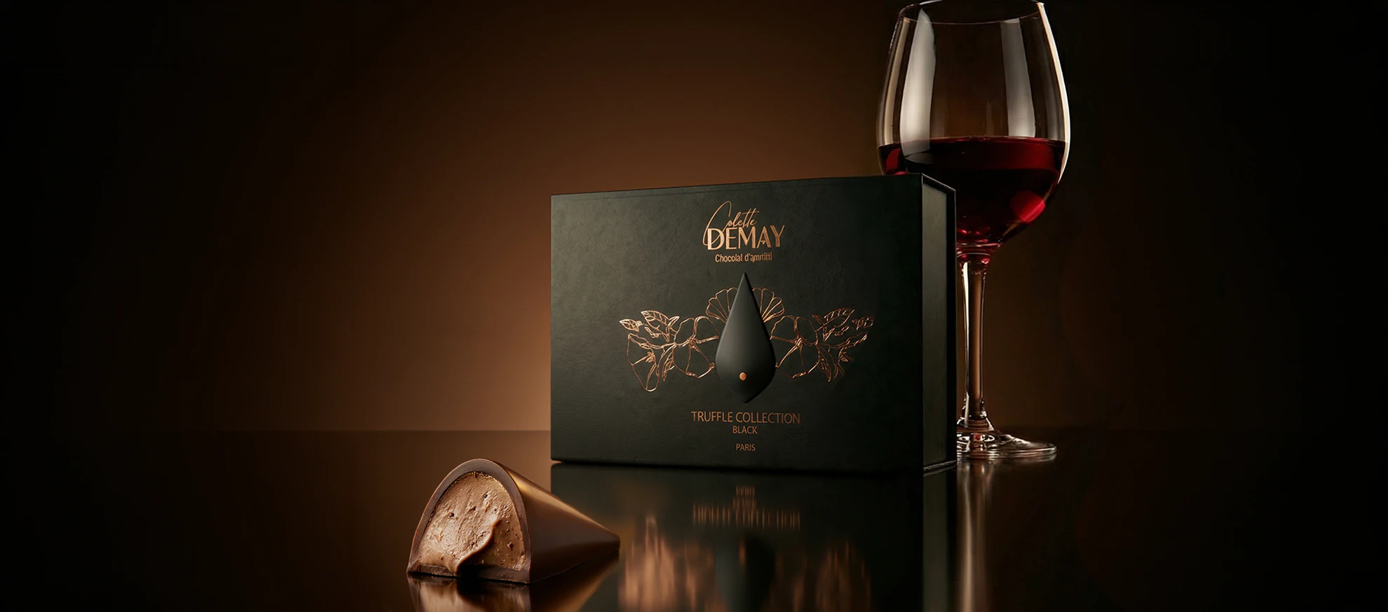 Truffe Noire du Périgord et grand vin rouge — Maison Colette Demay, accord chocolat-vin
